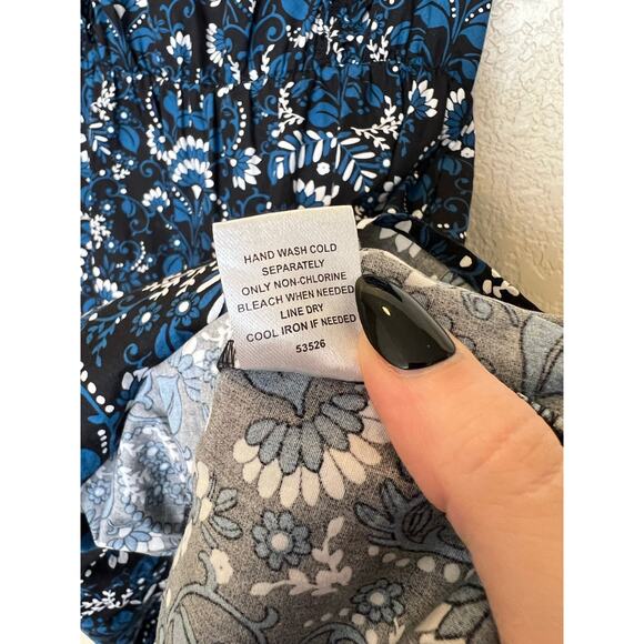 Sugarlips Etta Floral Ruffle Mini Dress Medium Blue Floral Mini Dress Paisley - Picture 4 of 9